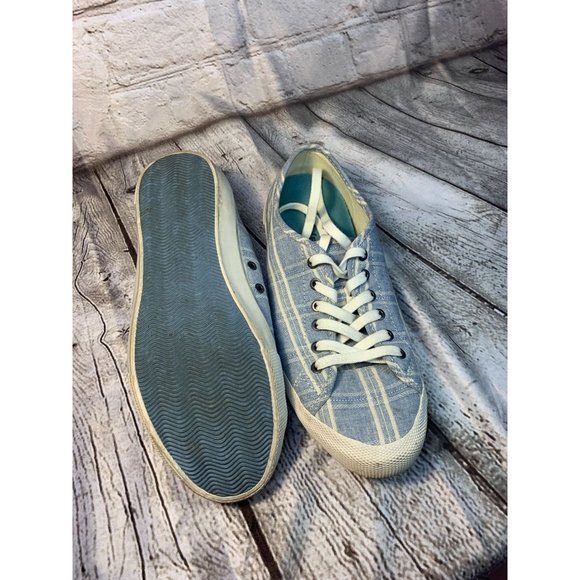 Sea Vees by J. Crew, Monterey Sneaker Chambray, Embroidered Plaid, Size 8 - Picture 5 of 5